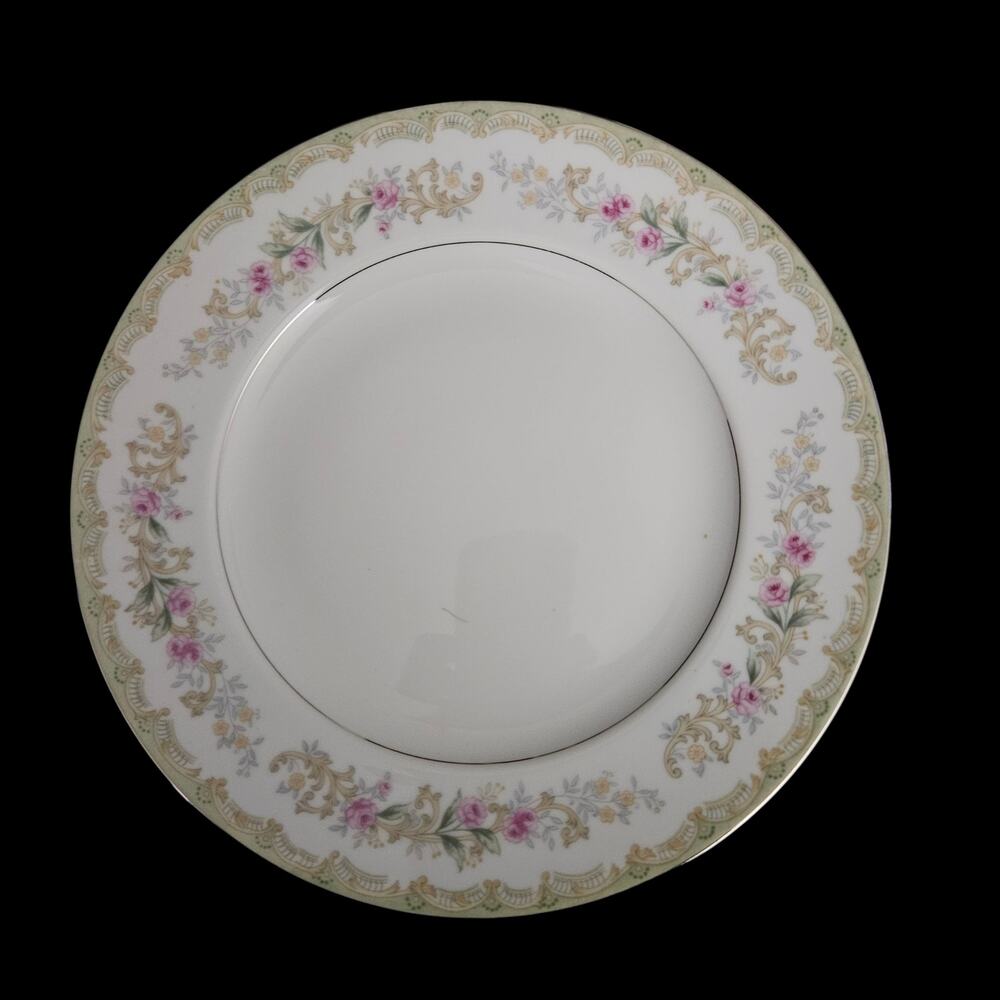 Kenwood Japan Floral Dinner Plates Set 4 Pink Roses Gold Trim Vintage
